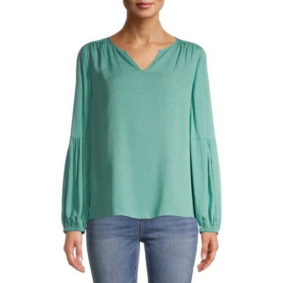 Time and Tru Women's Long Sleeve Split Neck Top Size Large - Picture 1 of 10